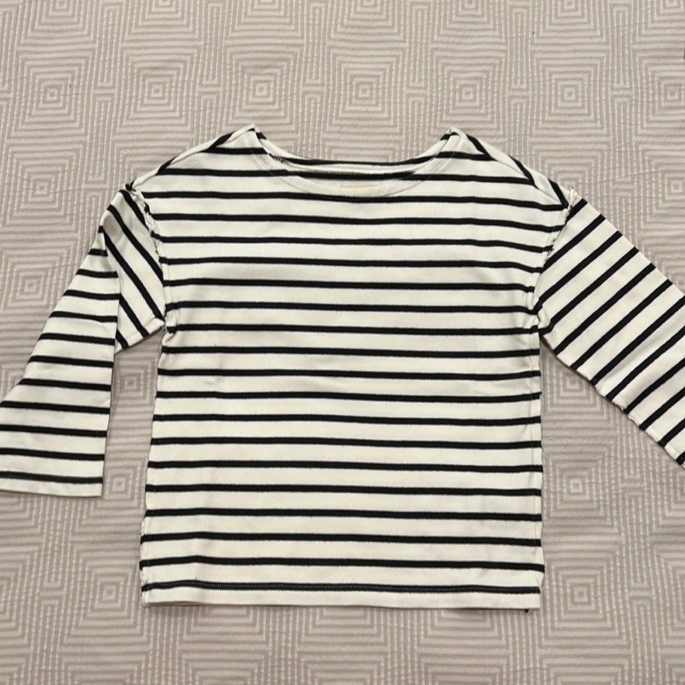 MADEWELL striped boatneck top w 3/4 sleeves sz XS